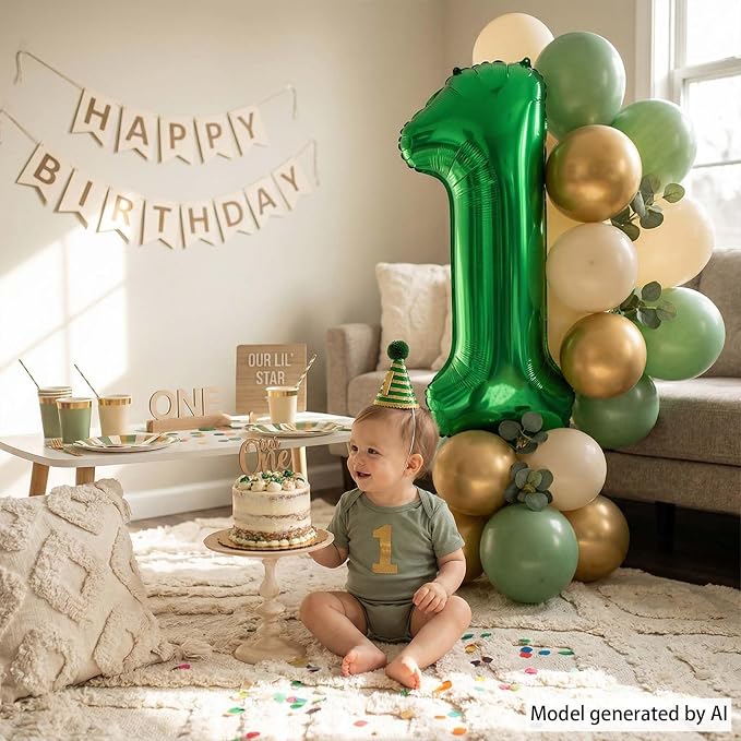 Green Number 1 Balloon 40 Inch, Foil Numeral - Image 6