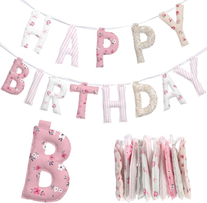 Pre-strung Happy Birthday Banner Sign Reusable Felt Happy Birthday Garland by Unknown