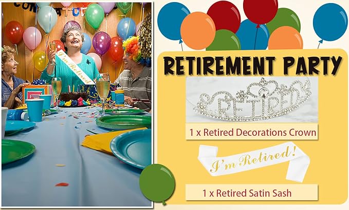 JETKONG Retirement Party Decorations Retired Tiara/Crown, Retired Sash - Image 6