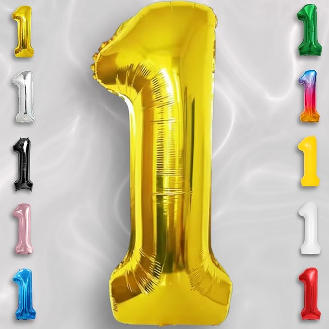 Gold Number Balloon 1 Mylar Foil Balloons 40 inch - Image 2
