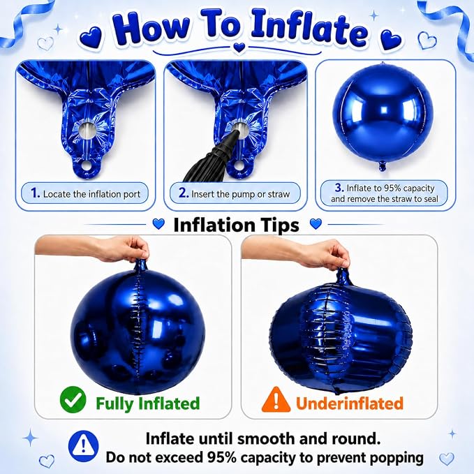 Blue and Silver Round Foil Balloons - Image 4