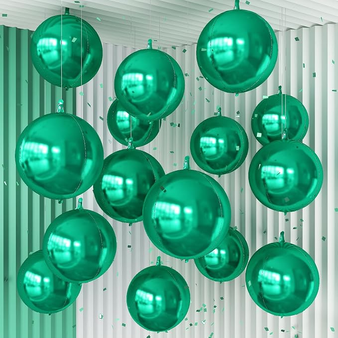 14 Pcs Green Round Foil Balloons 22/15/10 Hunter Emerald Forest Green Metallic by Froova