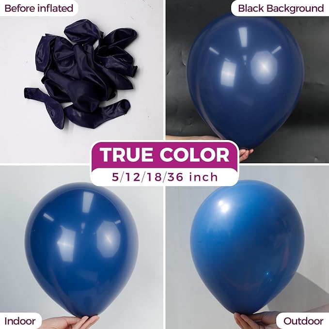 Bezente Navy Blue Balloons 18 Inch 30 Pack Latex Large Thick | Blue Big Round - Image 2