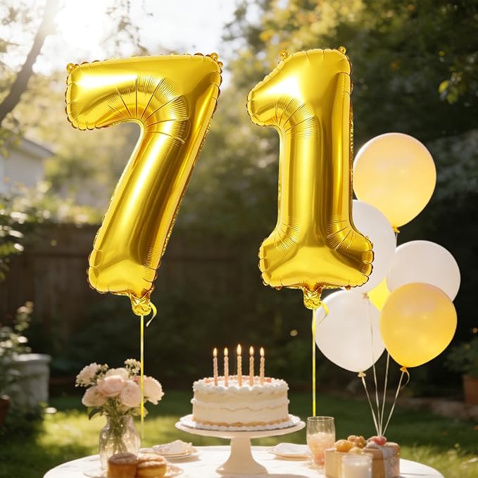 40 Inch Number 71 Balloons for 71st Birthday Party Decorations, 0-100 Gold - Image 3
