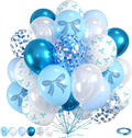 Blue Bow Balloons, Metallic Macaron Preal White Balloon Bow Print Balloon by Saxuxu
