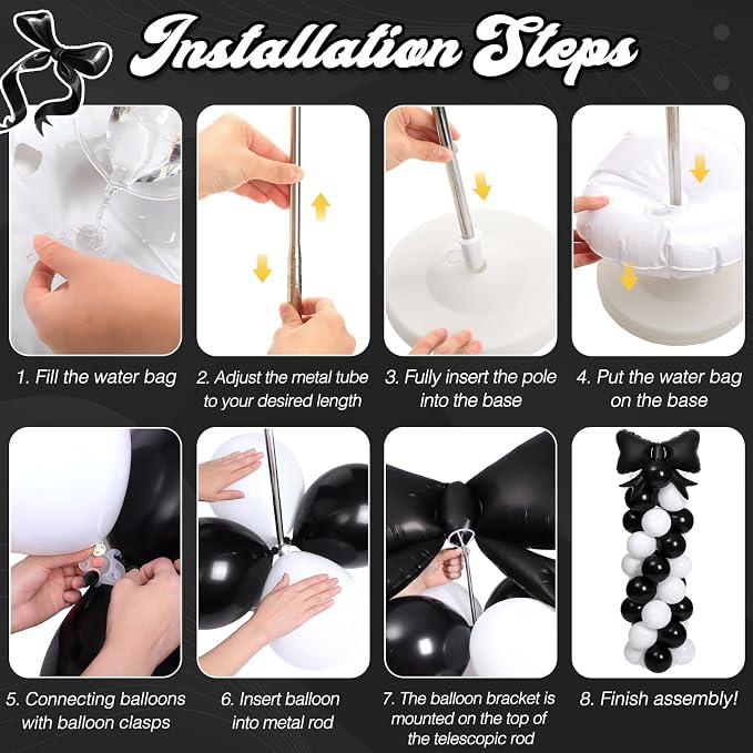 2 Sets Christmas Decor Bow Theme Balloon Column Stand Kit Decorations Bow - Image 4