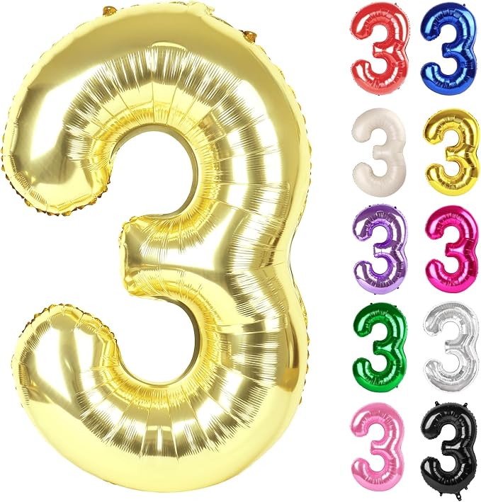 Champagne Gold Number 3 Balloon 40 Inch by IWERP