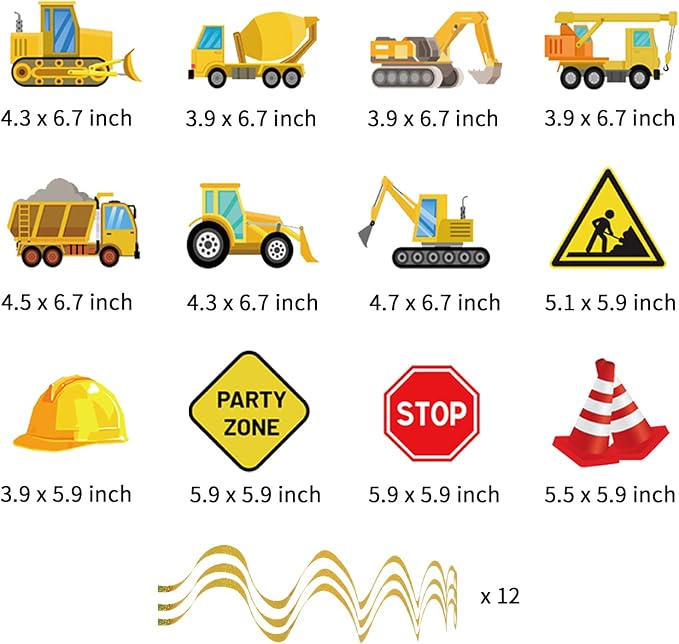 Construction Birthday Decorations, Construction Birthday Banners Hanging Swirls - Image 3