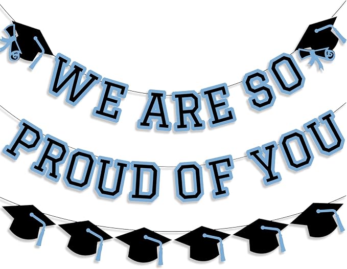 We Are So Proud Of You Banner Graduation Party Decorations Congrats Grad Cap by Unknown