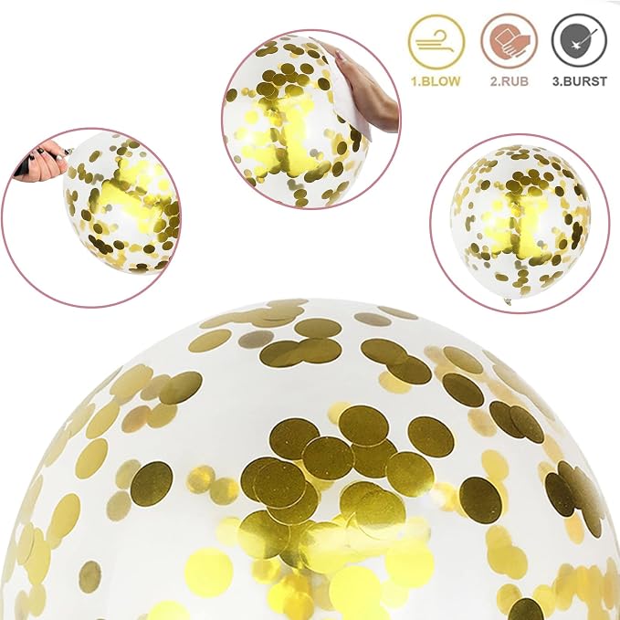 Balloons Pink White Gold, 12 Inch Pastel Pink Pearl White Metallic Chrome Gold - Image 3