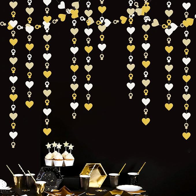 Engagement Bachelorette Party-Decorations White-Gold Garland - 52Ft Heart Ring - Image 6