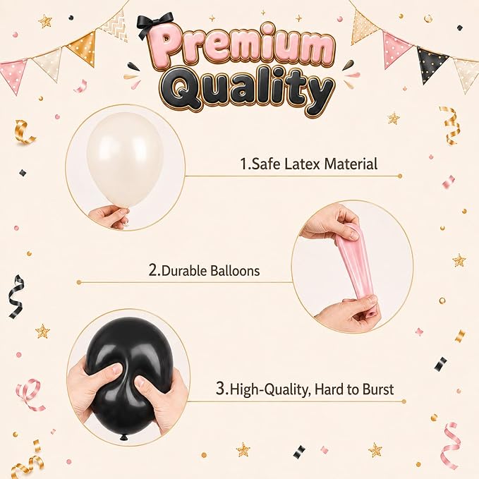 Pink and Black Heart Balloons, for Wedding Valentines Women Brithday - Image 3