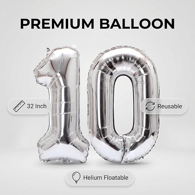 Number 10 Balloon Foil Mylar Balloons - Image 6