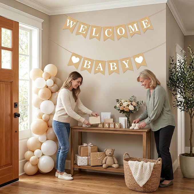 Welcome Baby Banner – Rustic Baby Shower Decorations, Gender Neutral Baby - Image 5