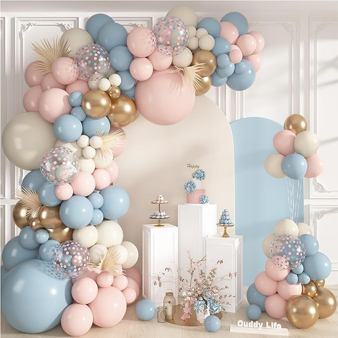 152Pcs Pink Blue Balloons Garland Arch Kit Different Size | Gender Reveal Dusty by OUDDYLIFE