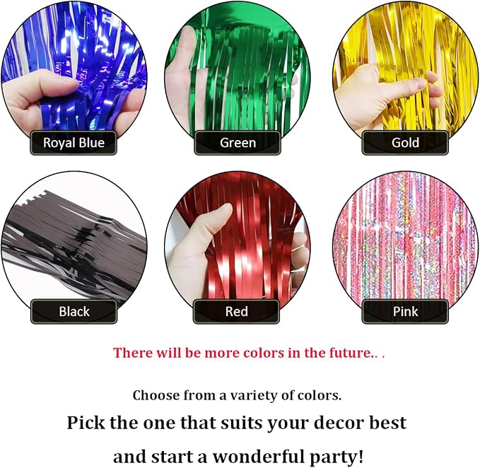 4 Pack Iridescent Pink Total 40 Feet Foil Fringe Garland Metallic Tinsel Banner - Image 3