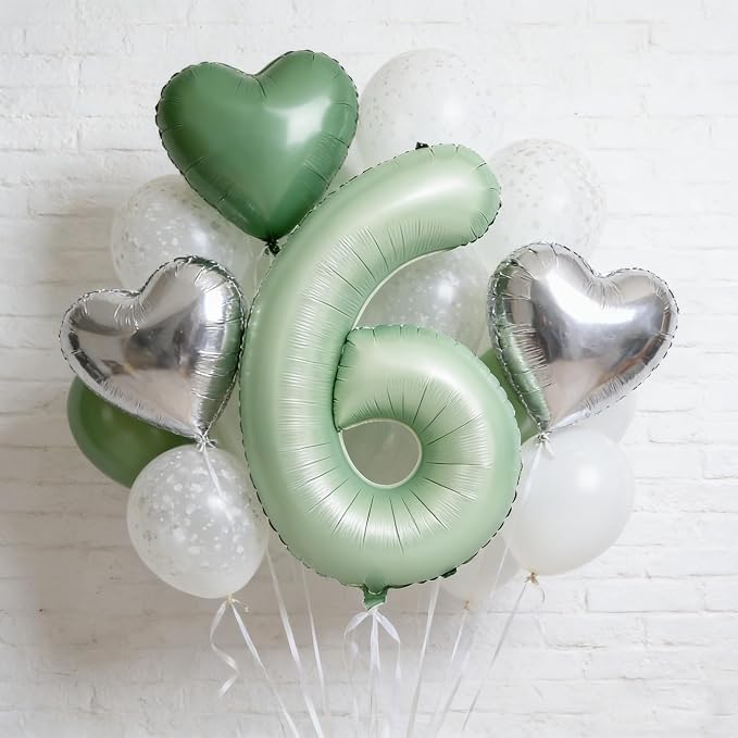 40" Olive green Number Balloon Helium Foil Mylar Balloon Birthday Digital 6 | - Image 4