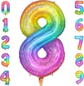Rainbow Number 8 Balloon, 40 Inch Large Number Foil Mylar Balloons by PatiCool