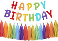 Rainbow Happy Birthday Banner and Paper Tassel Garland by Aonor