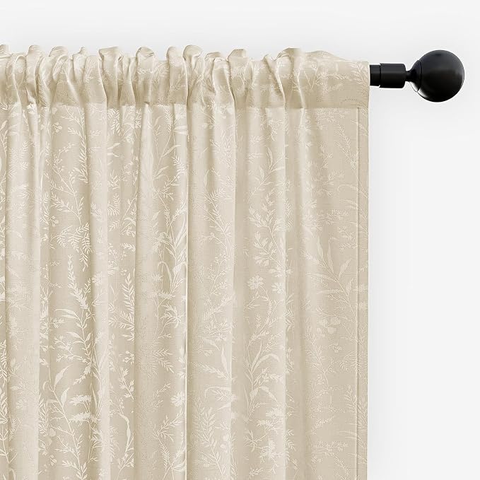 Anmao Taupe Semi Sheer Light Filtering Curtains 90 Inches Long 2 Panels - Image 8
