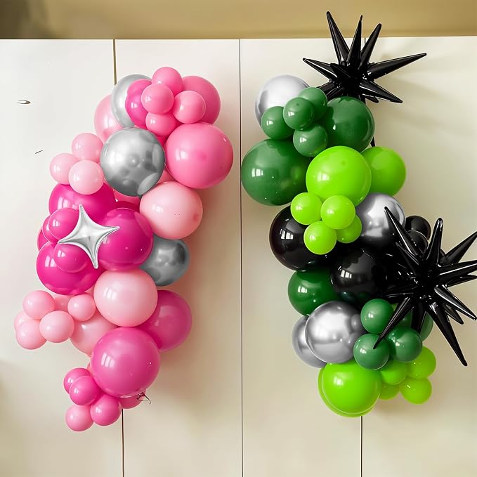 Pink Green Black Balloon Arch Kit - Image 5