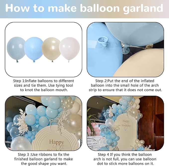 HILAVO Dusty Blue Balloon Arch Kit Fathers Day Retro Slate Light Pastel Blue - Image 7