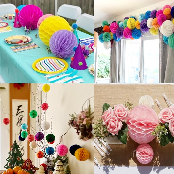 20pcs 3'' Tissue Honeycomb Balls Colorful Paper Honeycomb Balls Decoration | - Image 4