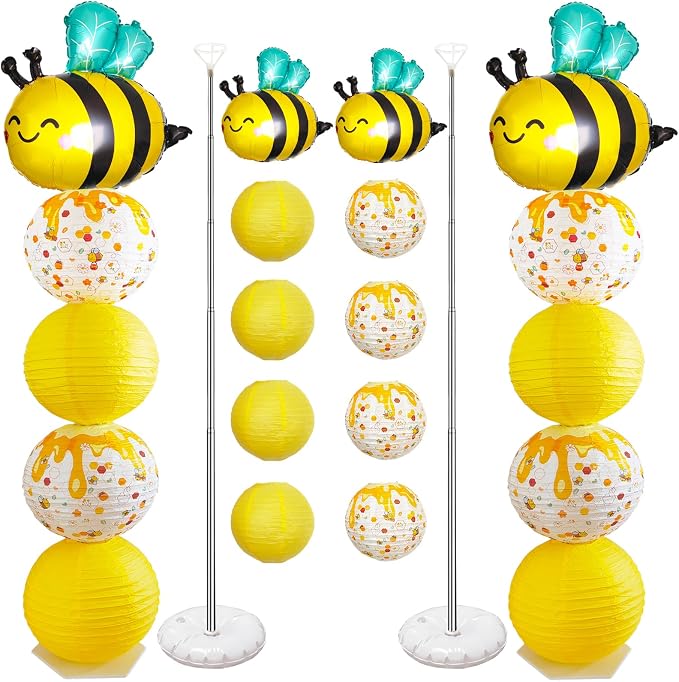 Bee Balloon Stand & Paper Lantern 2 Sets 5.5ft Bees-themed party decoration | by Unknown