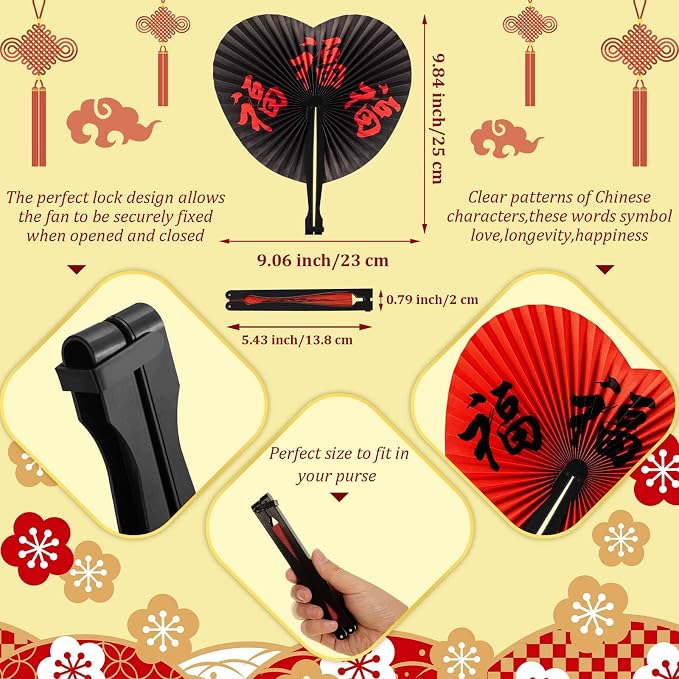 Jetec 10 Pcs Chinese Folding Hand Fans, Oriental Japanese Paper Handheld Fans - Image 2