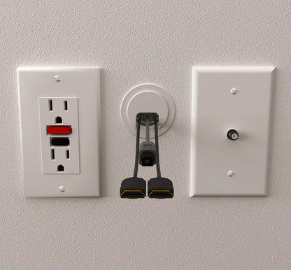 (1-Pack White) Cable, Wire & Cord Management - Self Locking Grommet with Cover for Walls, Ceilings, Desks, Used for All Surfaces 3/8” to 1” Thick, Made in USA