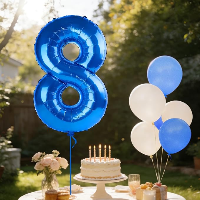 40 Inch Number 8 Balloons for 8th Birthday Party Decorations, 0-100 Dark Blue - Image 3