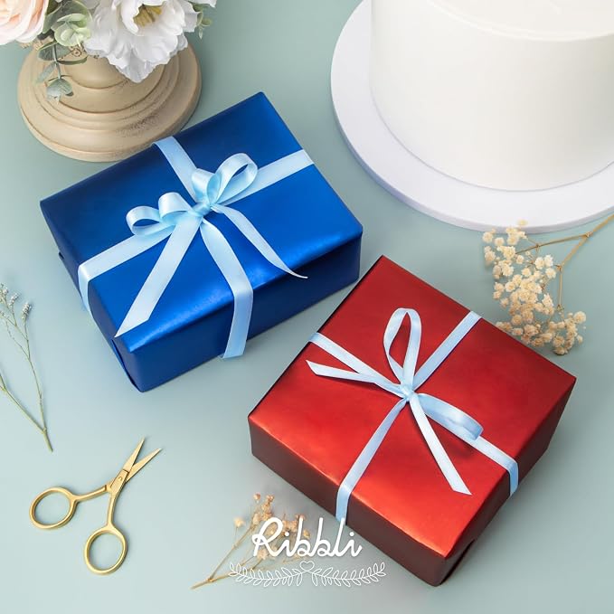 Ribbli Light Blue Satin Ribbon Double Faced Satin 1/2 inch x Continuous 50 - Image 3