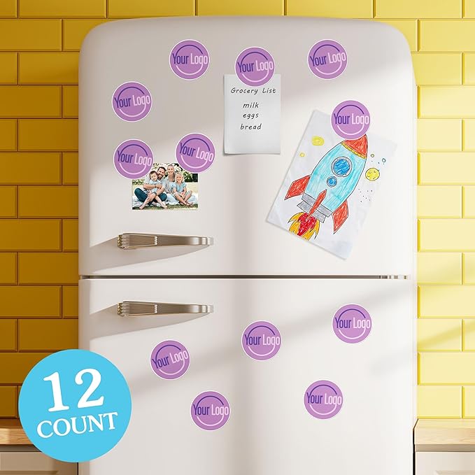 Big Dot of Happiness Custom Logo Magnets, Personalized Fridge Cutout Magnets for Businesses, Events, or Branding, Magnetic Pictures for Kitchen & Home Decor - Set of 12