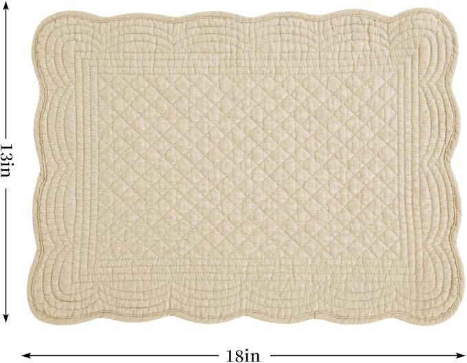 HOMBYS Quilted Placemats Set of 6 Washable-13x18 inches Rectangular Placemats - Image 2