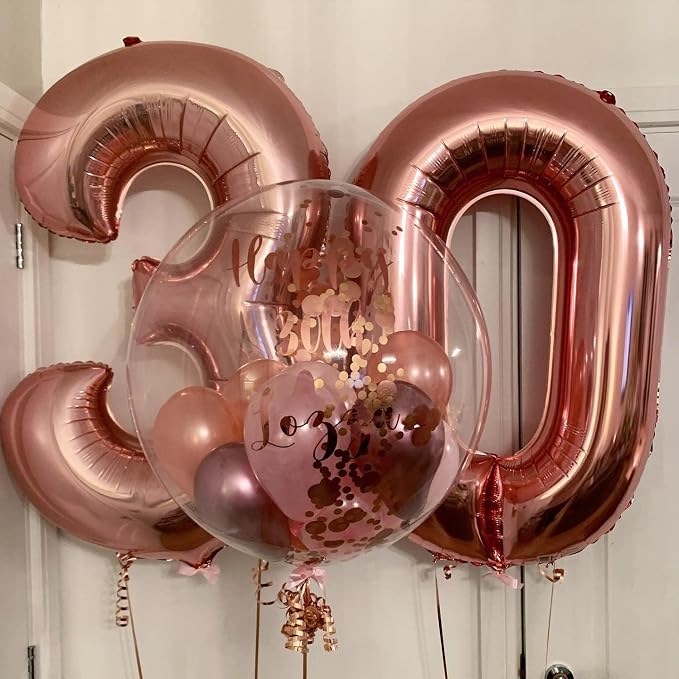 40 Inch Rose Gold 30 Number Balloons Giant Jumbo Huge 30 Foil Mylar Helium - Image 6