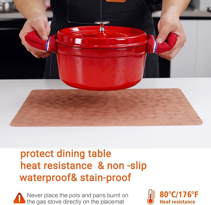 Vinyl Placemats Set of 12 Heat Resistant Easy Clean Non-Slip Place Mats - Image 4