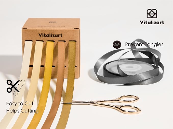Vitalizart Gold Ribbons for Crafts 3/8" x 50Yds Double-Faced Satin Ribbon | - Image 4