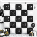 25Pcs Black and White Square Foil Balloons Wall Tunnel Backdrop Double Sided by OTLGEUA