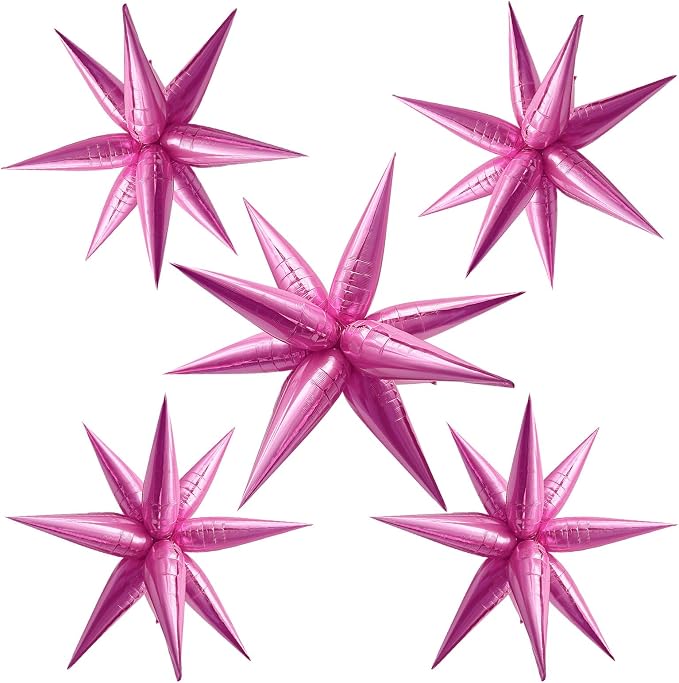 60Pcs Hot Pink Star Balloons for Princess Birthday Decorations Explosion Mylar by BOMSI