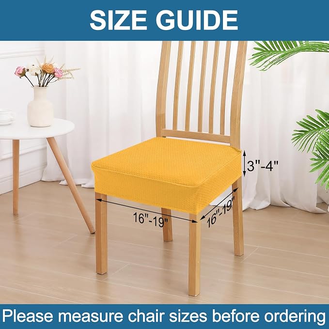 Smiry Waterproof Seat Covers for Dining Room Chairs, No Rear Covers | Stretch - Image 2