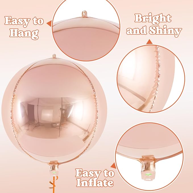 Metallic Champagne Balloons, 22 Inch Large Sphere Round Balloons - Image 5