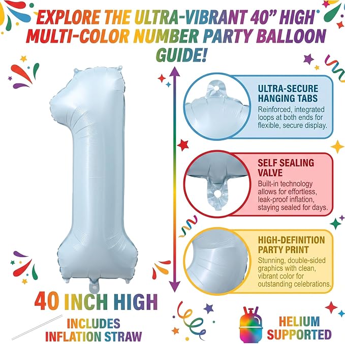 40" Light Blue Foil Number 11 Balloon - Image 2