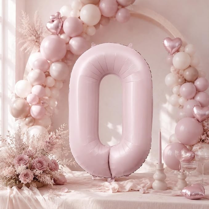 40 Inch Light Pink Number 0 Balloon 0-9 0th Foil Big Giant | Digital - Image 2