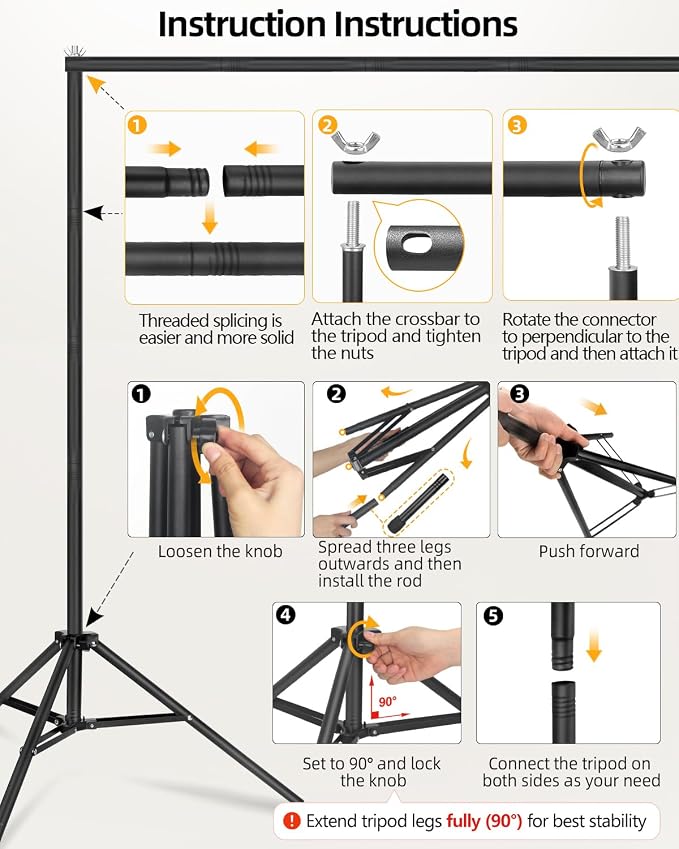 Hemmotop Photo Backdrop Stand, Secure Straight Thread Connection | Stable Metal - Image 6