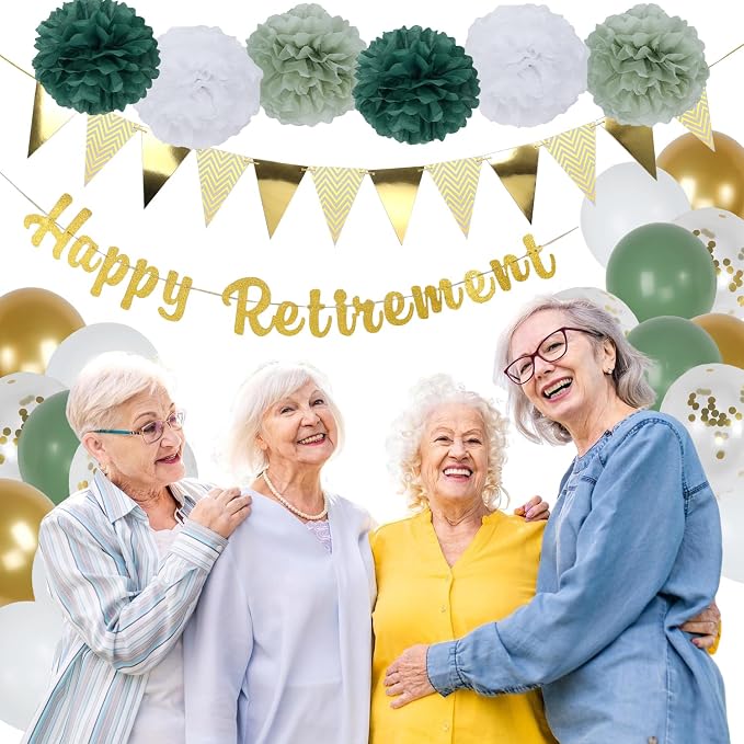 Retirement Party Decorations, Paper Pom Poms, Balloons - Image 7