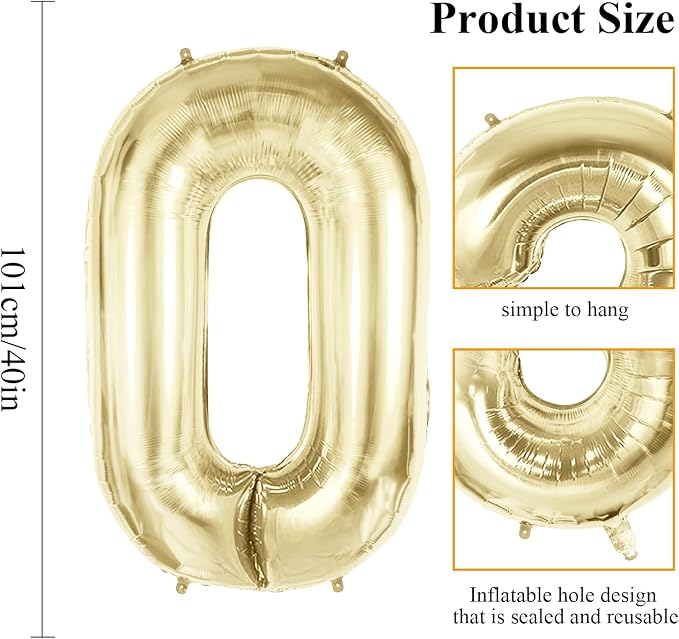 Number 10 Balloons for 10th Birthday Party Decorations, 40 Inch 0-100 - Image 2