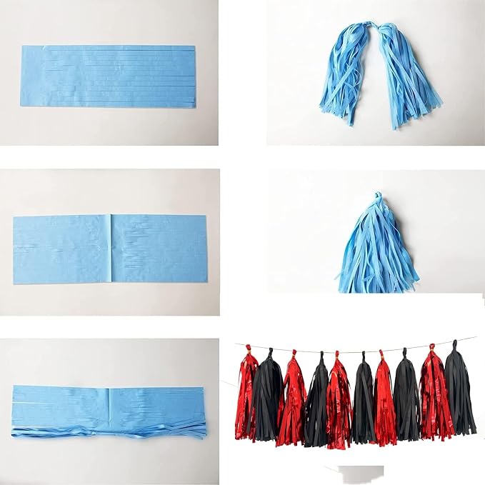 Generic 20 PCS Red and Black Tassel Garland Banner Tissue Paper Tassels - Image 5