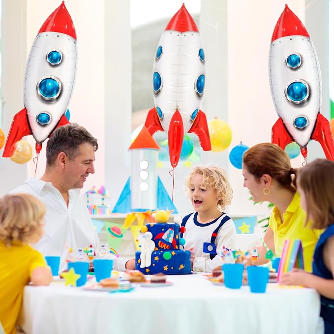 2 Pcs Large Rocket Balloons for Kids, 33 Inch Rocket Ship Balloon, Space Foil - Image 7