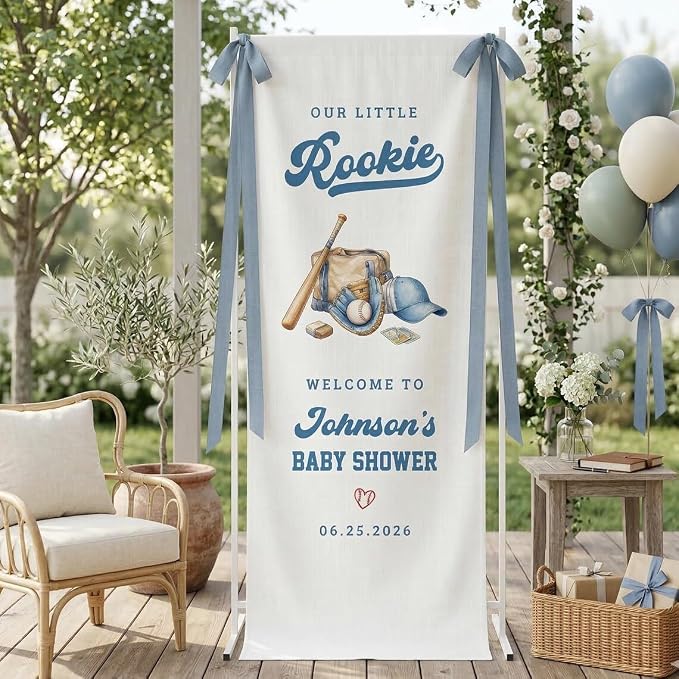 Our Little Rookie – Baseball Baby Shower Banner, Welcome Sign, Boy Party Décor - Image 2