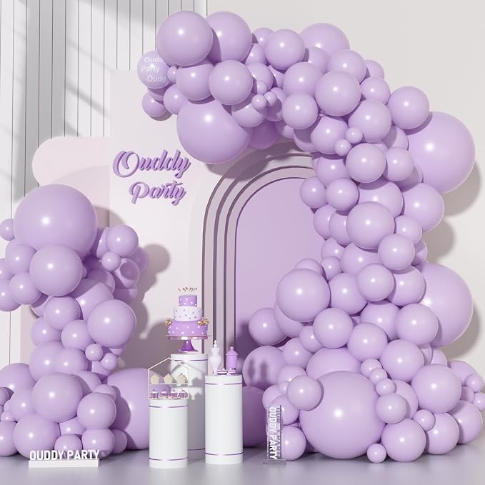 Ouddy Party 129Pcs Pastel Purple Balloons Different Sizes 18 12 10 5Inch by OuddyParty